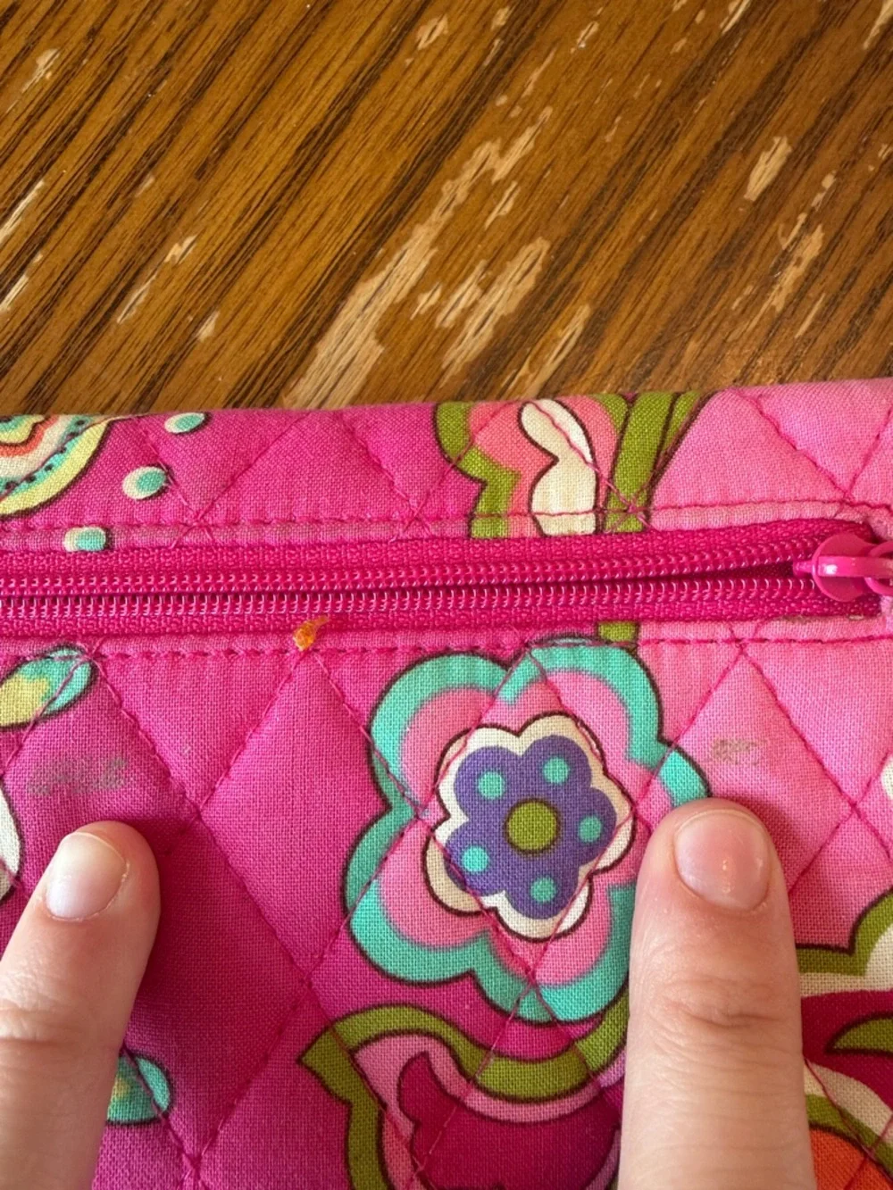 Vera Bradley Quilted Wristlet in Bright Pink Multi Paisley - Picture 8 of 9
